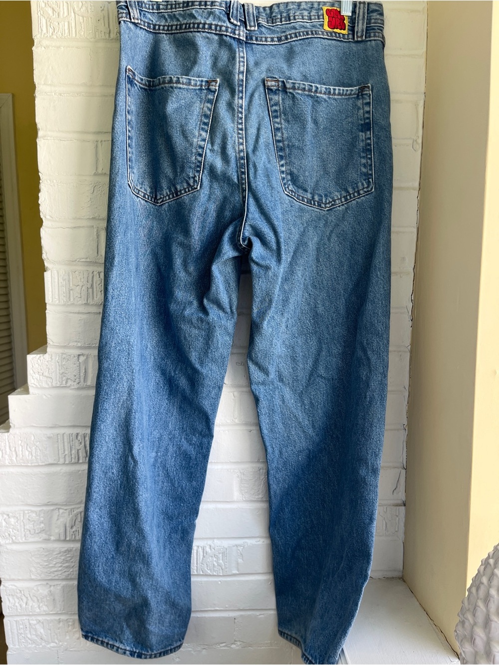Empyre Men's Relaxed Blue Denim Jeans with Orange Logo Patch 32x30 - Picture 13 of 13